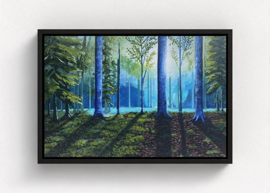 deer in serene forest black frame