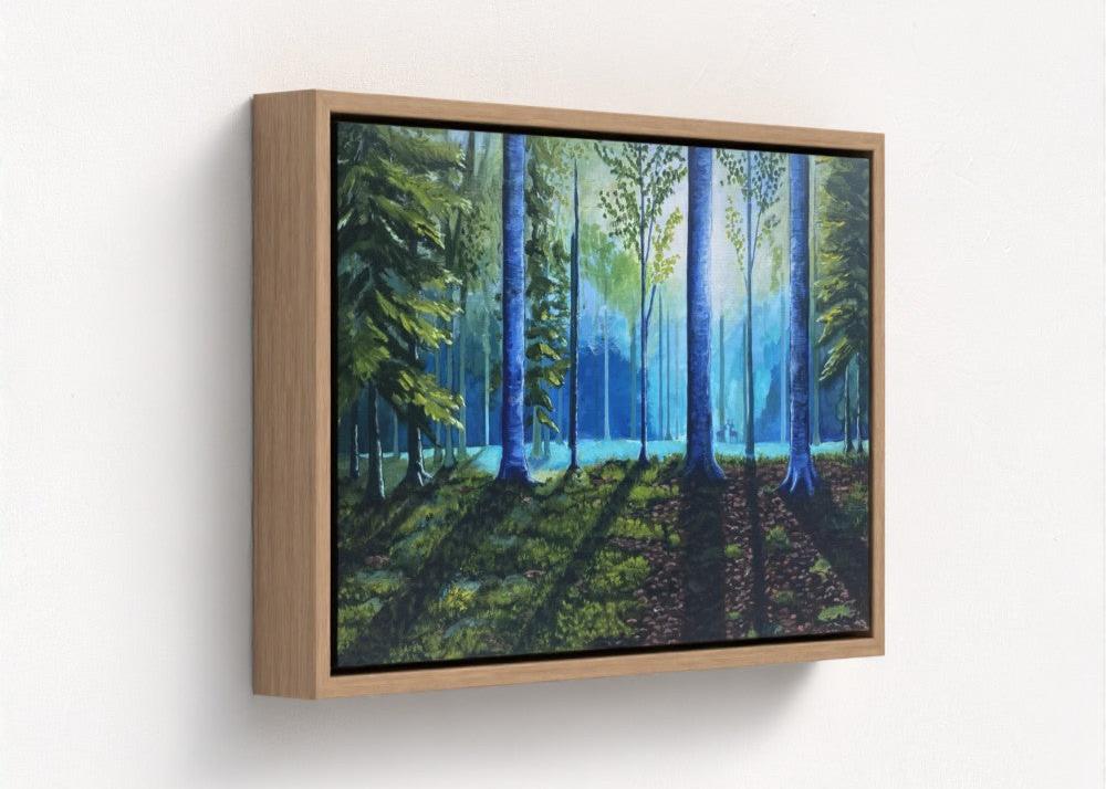 deer in serene forest natural wood frame angle view